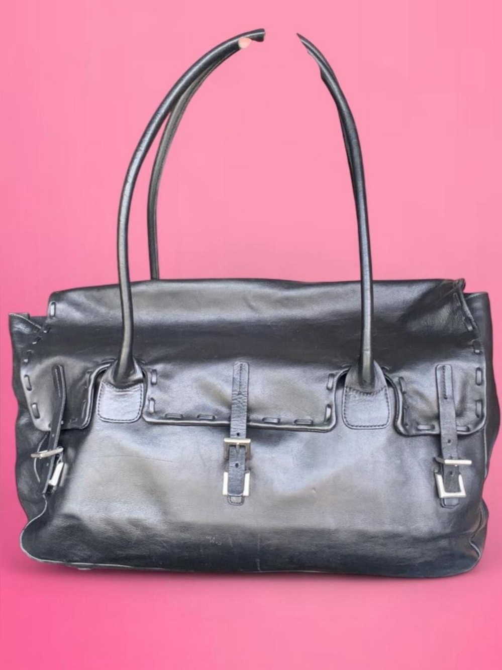 Johnny Farah black leather tote bag travel work